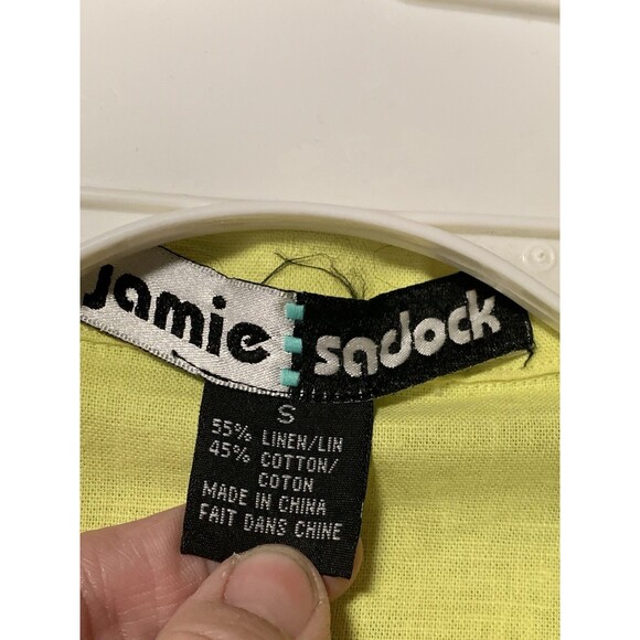 Jamie Sadock Womens Shirt Small Yellow Golf Linen Blend Button Up Collar Pockets - Picture 8 of 11